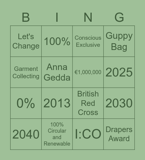 Sustainability Bingo! Bingo Card