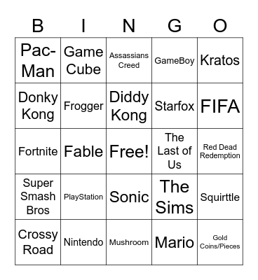 UWYO Video Games Bingo Card