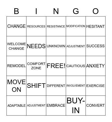 CHANGE Bingo Card