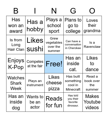 Ice Breaker Bingo Card