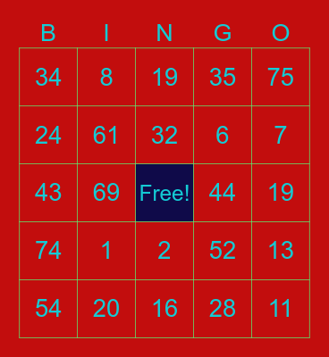 Past Participle Bingo Card