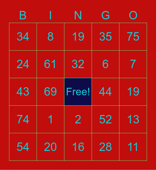 Past Participle Bingo Card