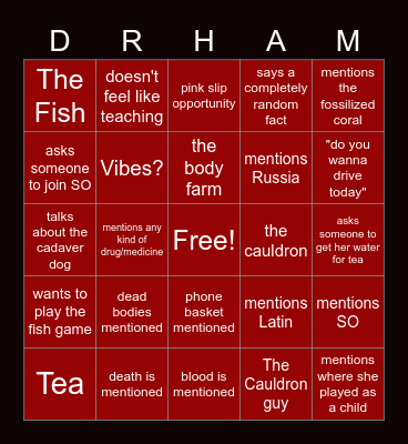 Dr. Ham Bingo Card