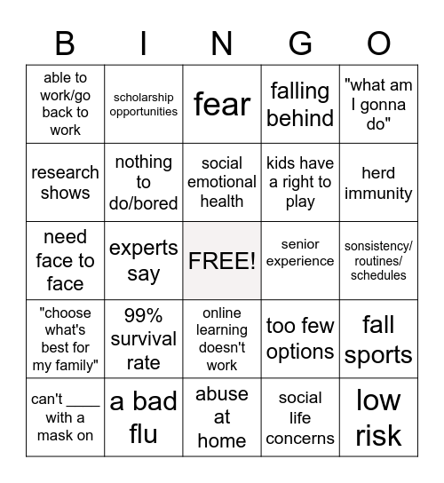 BV Board Meeting 8/18/2020 Bingo Card