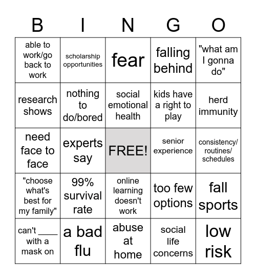 BV Board Meeting 8/18/2020 Bingo Card