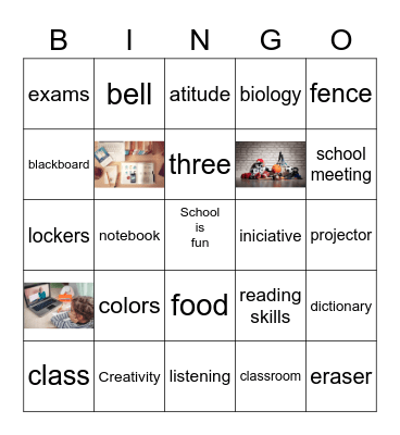 BAck to School (Oxford) Bingo Card