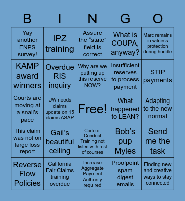 Zurich Bingo Card