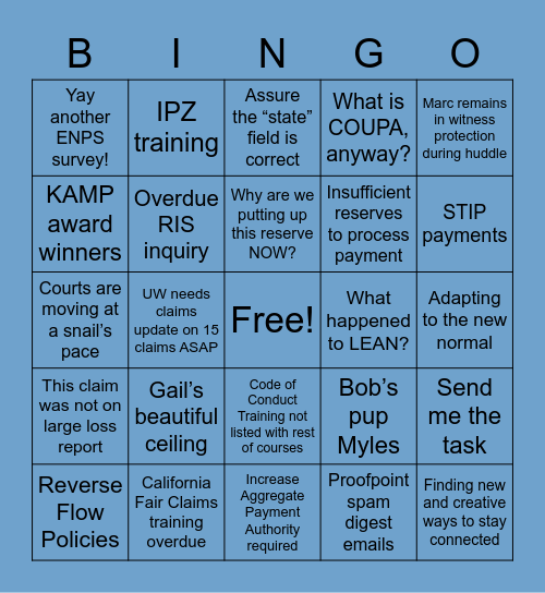 Zurich Bingo Card