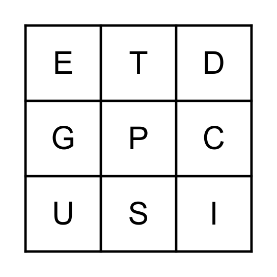 Bingo de letras Bingo Card