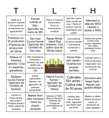 Tilth Conference Bingo! Bingo Card