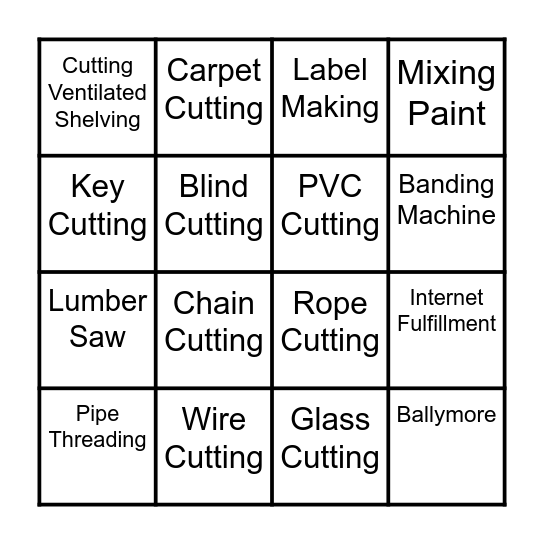 Cashier BINGO Card