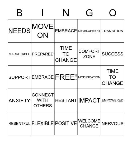 CHANGE Bingo Card