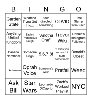 Fake Doctors, Real Friends Bingo Card