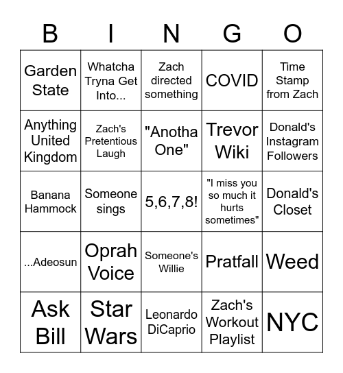 Fake Doctors, Real Friends Bingo Card