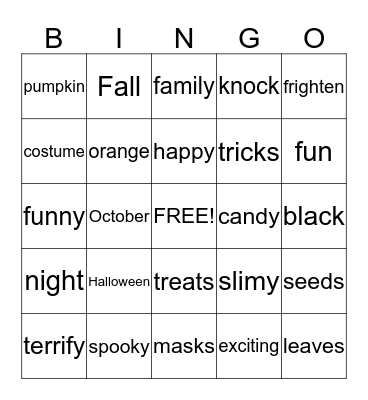 Happy Halloween! Bingo Card