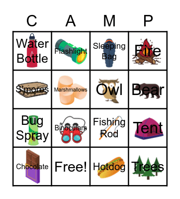 Camping Bingo Card