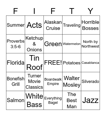 Fifty Good Time Bingo Card