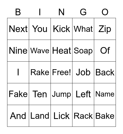 Levi's Bingo Card