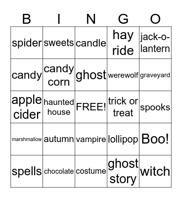 Halloween Bingo Card
