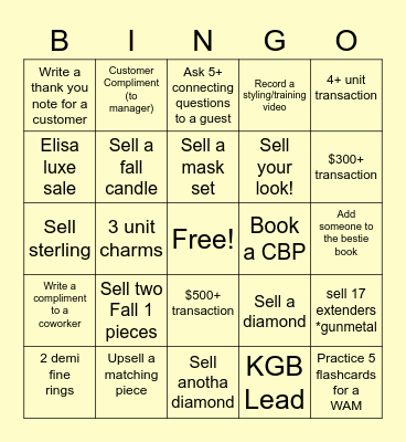 BIG MONEY BINGO Card