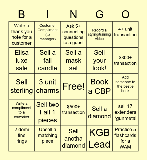 BIG MONEY BINGO Card