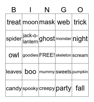 Boo BINGO Card