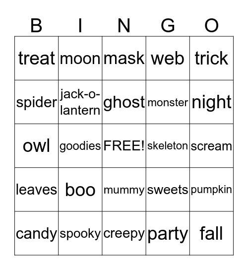 Boo BINGO Card