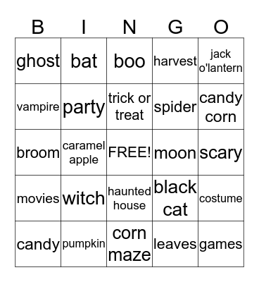 Halloween Bingo Card