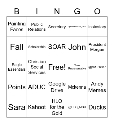 Herron Bingo Card