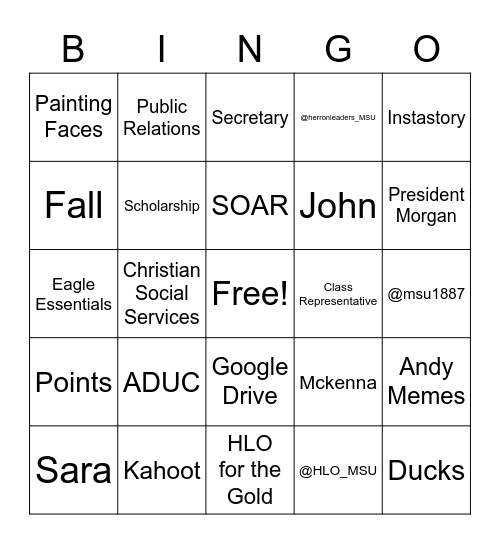 Herron Bingo Card
