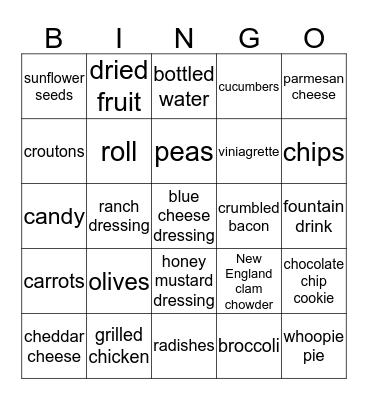 Bowls vocabulary Bingo Card