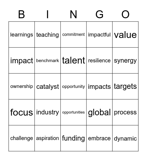 Faculty Bingo Card