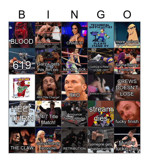 WWE SummerSlam Taima Bingo Card