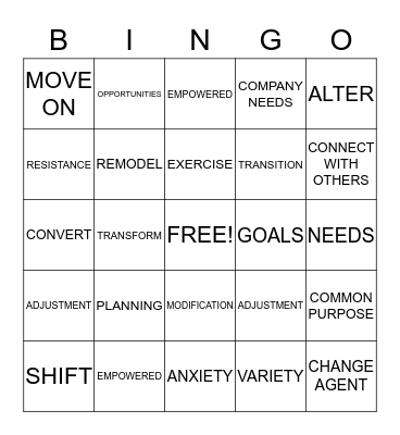 CHANGE Bingo Card