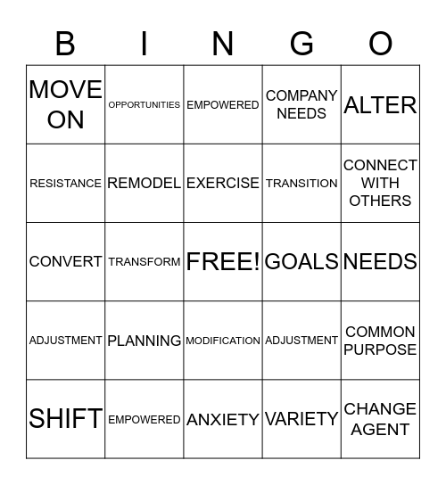 CHANGE Bingo Card