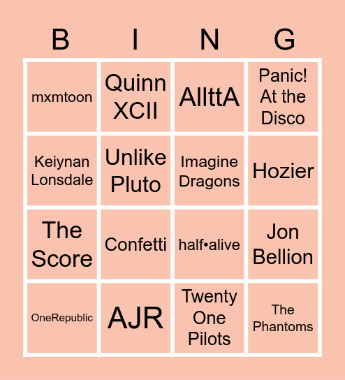 Nine's Music BING (updated) Bingo Card