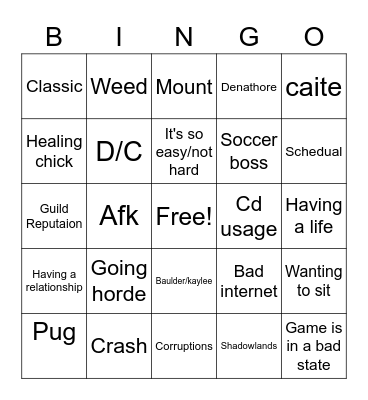 Post raid bingo Card