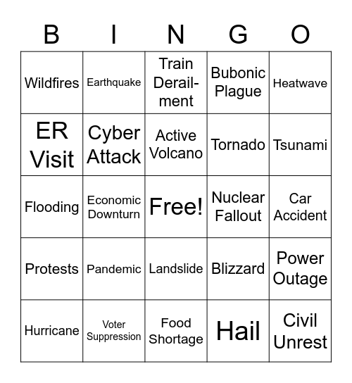 2020 “What Could Happen Next” Bingo Card