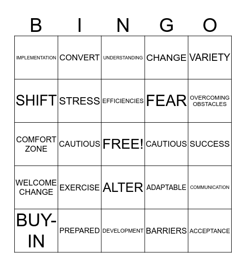 CHANGE Bingo Card
