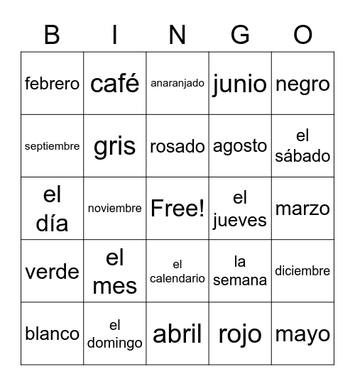 El calendario Bingo Card