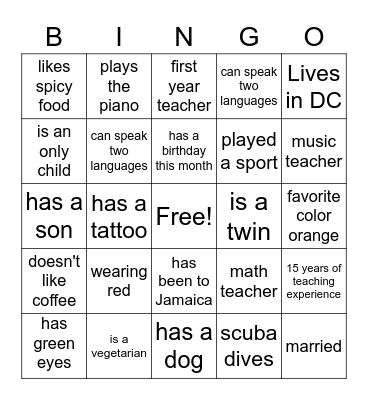 ICE BREAKER BINGO Card