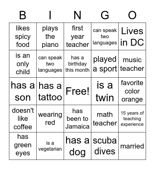 ICE BREAKER BINGO Card