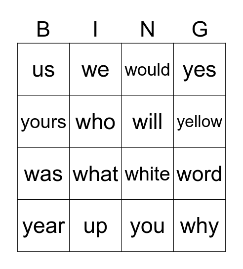 Purple Word BINGO Card