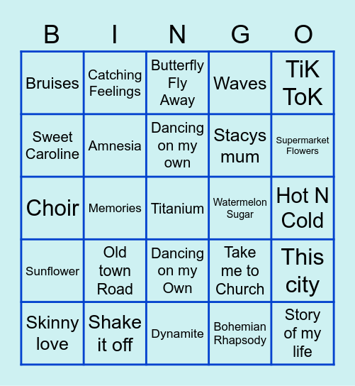 DUNSTAN MUSIC BINGO Card