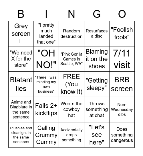 Codyisms Bingo Card