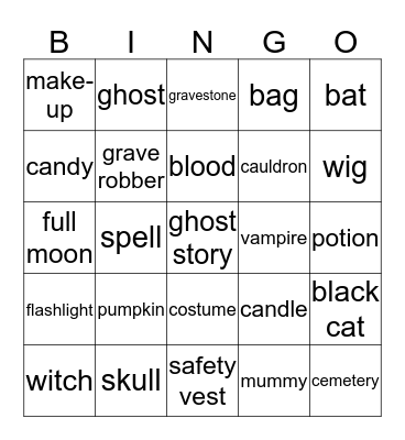 Halloween Bingo Card