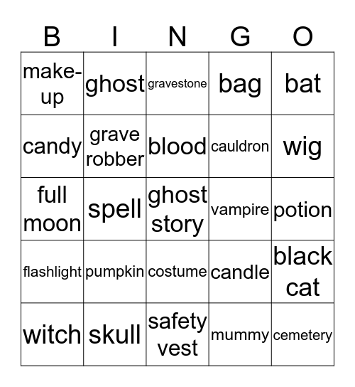 Halloween Bingo Card