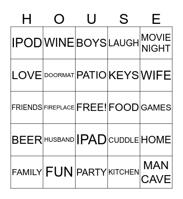 The Darden's House Bingo Card