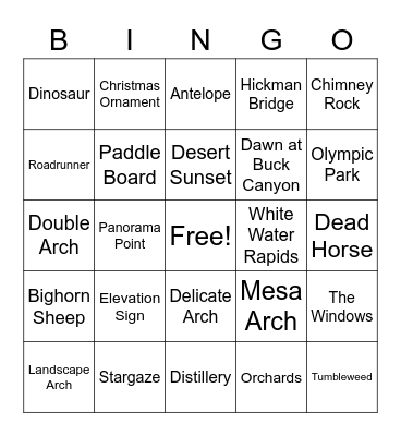 vacay Bingo Card