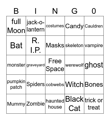 Halloween Bingo Card